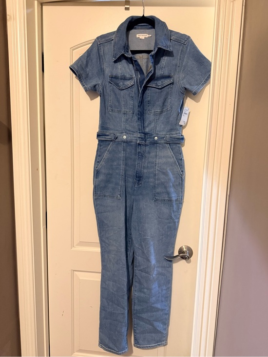 Good American Pants - Good American Light Blue Denim Short-Sleeve Jumpsuit Overalls